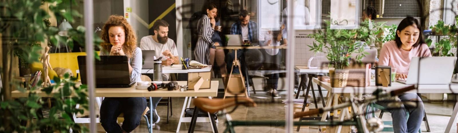 people working in an open space